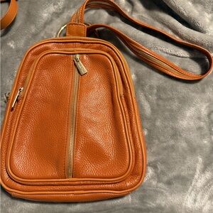 Orange Leather Crossbody Bag